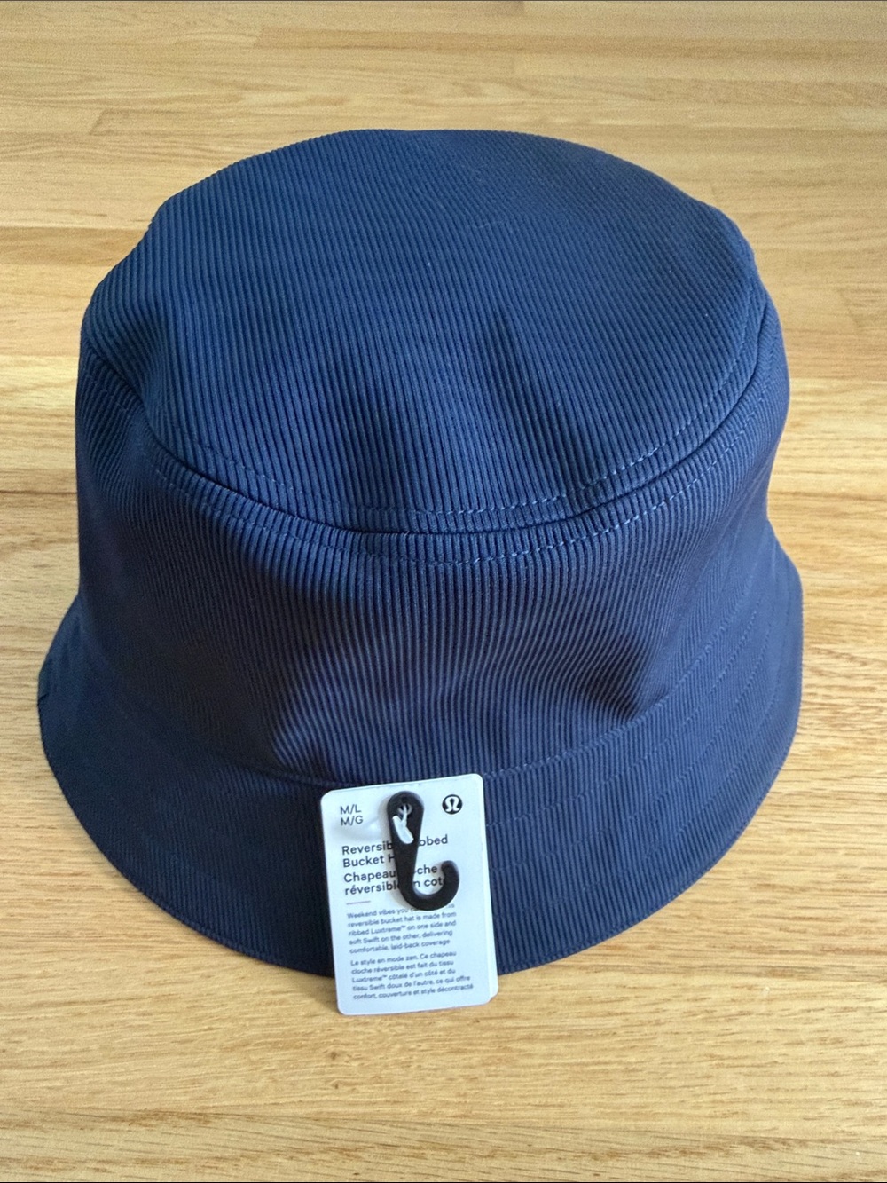 NWT Lululemon Ribbed Bucket Hat Navy Blue & Black M/L Reversible Unisex MSRP $52